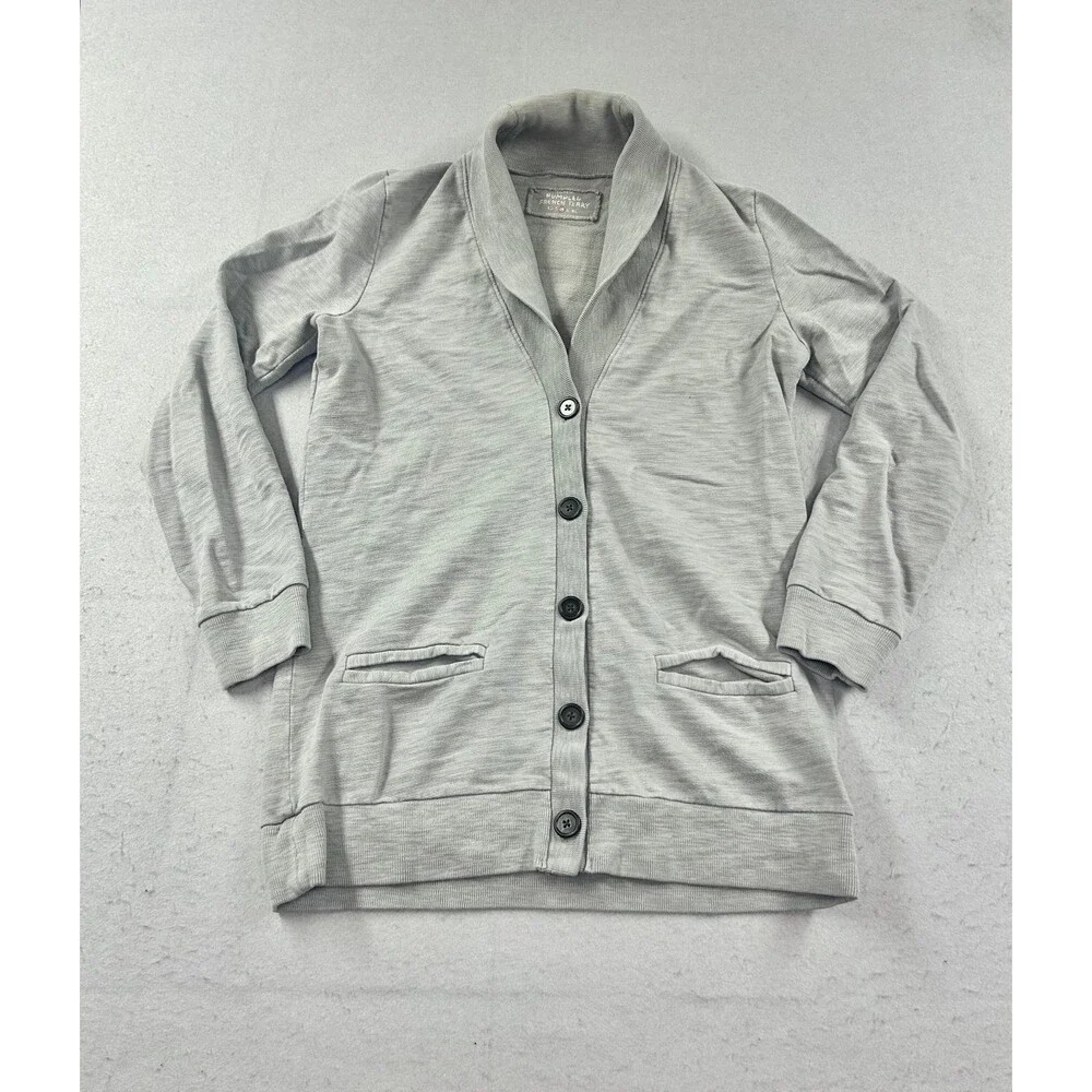 J.Crew Rumpled French Terry shawl collar cardigan gray